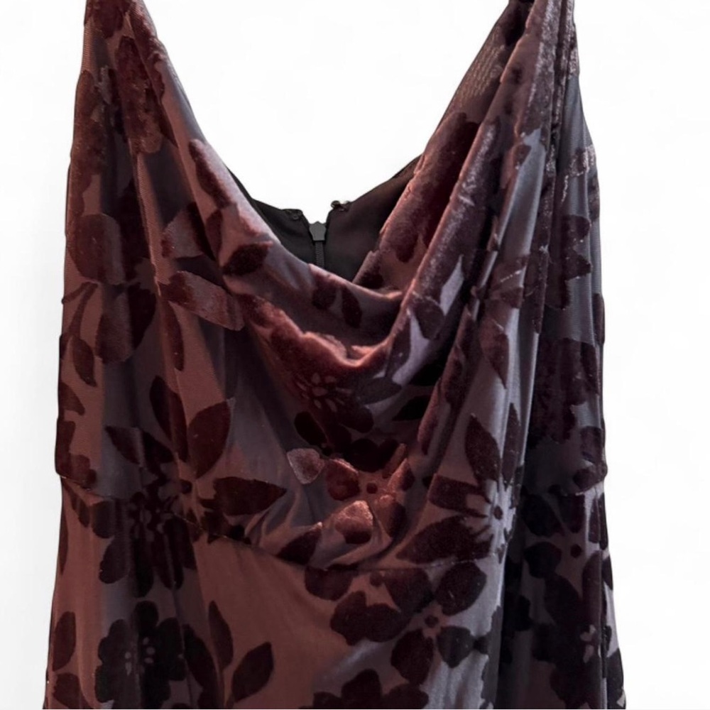 Floral Velvet Cowl Neck Dress